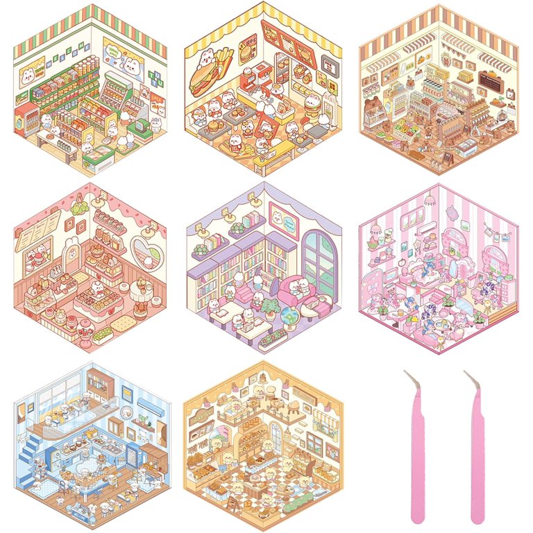 20 Pièces Sets 3D House Sticker Scene Kit, Autocollant Scene, Sticker Therapy, Stress Relief Autocollant Scene, 30 PET Autocollants, 20 DIY Miniature House, 1 Pincette, pour Adulte Enfants Adolescent 20 Pièces Sets 3D House Sticker Scene Kit, Autocollant Scene, Sticker Therapy, Stress Relief Autocollant Scene, 30 PET Autocollants, 20 DIY Miniature House, 1 Pincette, pour Adulte Enfants Adolescent