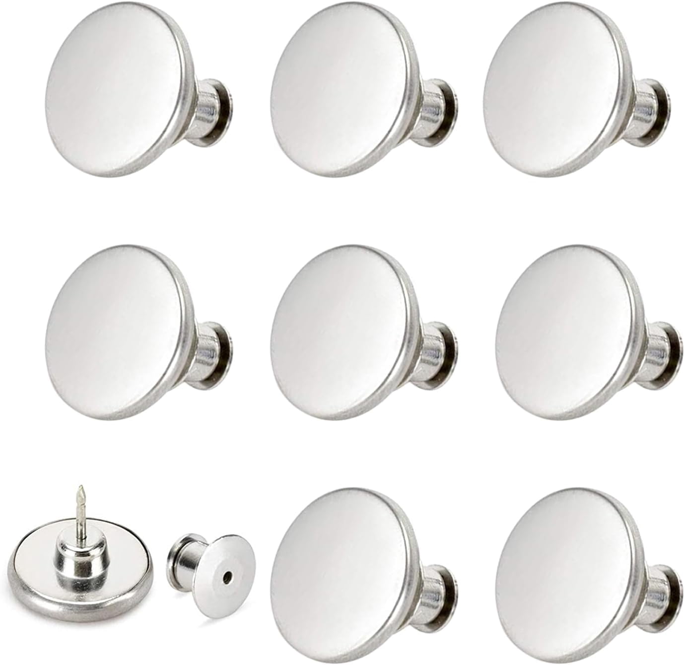 8 Sets Jean Buttons pins No Sew Instant 17mm Replacement Button ...