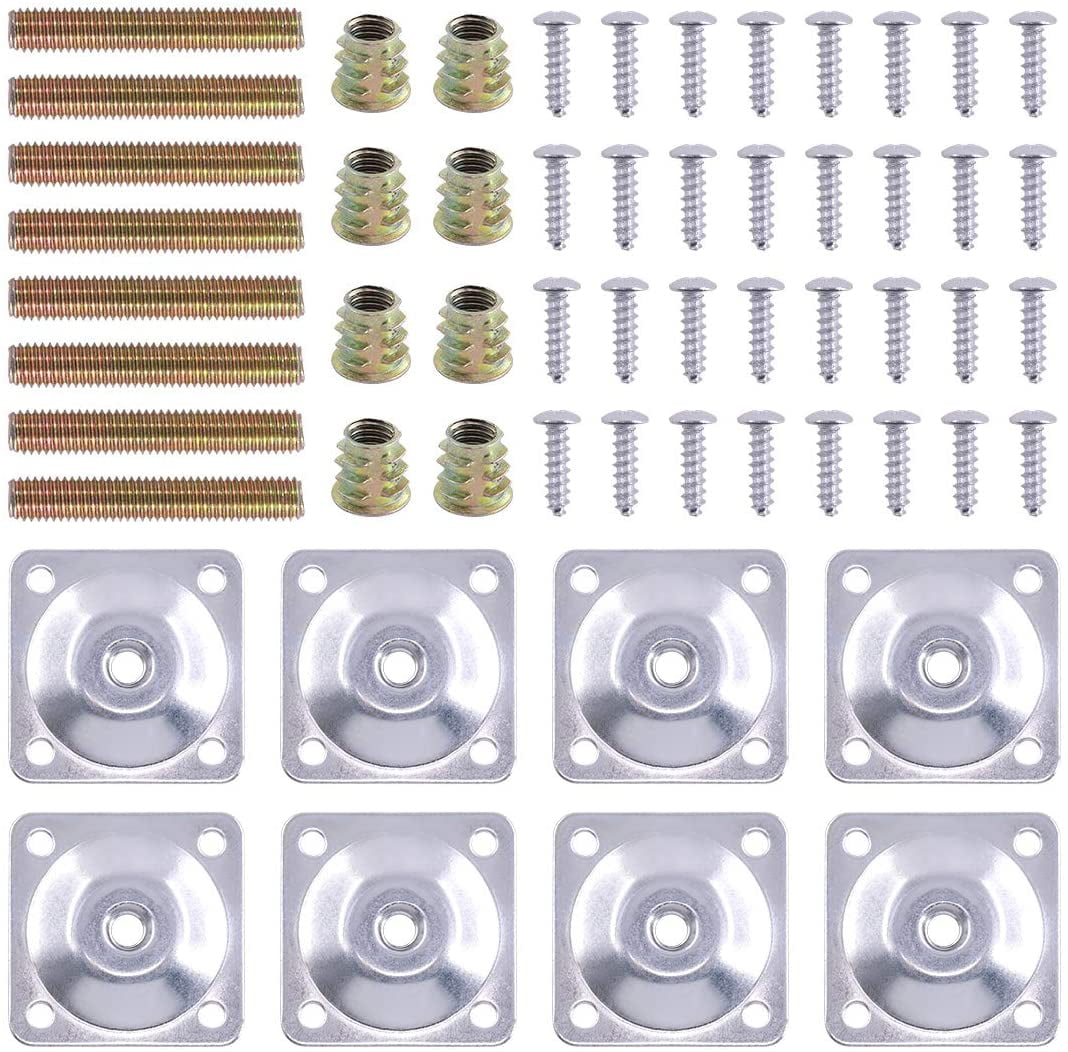 8 Sets Leg Mounting Plates with Hanger Bolts Screws, Furniture Leg