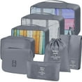 thumbnail image 1 of 8 Sets Luggage Packing Organizers for Travel Accessories, Travel Essentials, Including Waterproof Shoe Storage Bag Convenient Packing Pouches Clothing Underwear Bag for Traveller, Gray, 1 of 8