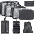 thumbnail image 1 of 8 Sets Luggage Packing Organizers for Travel Accessories, Travel Essentials, Including Waterproof Shoe Storage Bag Convenient Packing Pouches Clothing Underwear Bag for Traveller, Black, 1 of 7