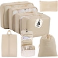 thumbnail image 1 of 8 Sets Luggage Packing Organizers for Travel Accessories, Travel Essentials, Including Waterproof Shoe Storage Bag Convenient Packing Pouches Clothing Underwear Bag for Traveller, Beige, 1 of 7