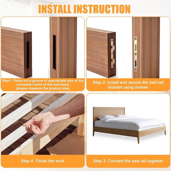 8 Sets Metal Bed Rail Fasteners, 5 Inch Heavy Duty Bed Rail Brackets with Screws, Heavy Duty Hardware Frame Replacement Parts for Furniture Wood$$Home Decor, Kitchen, & Other