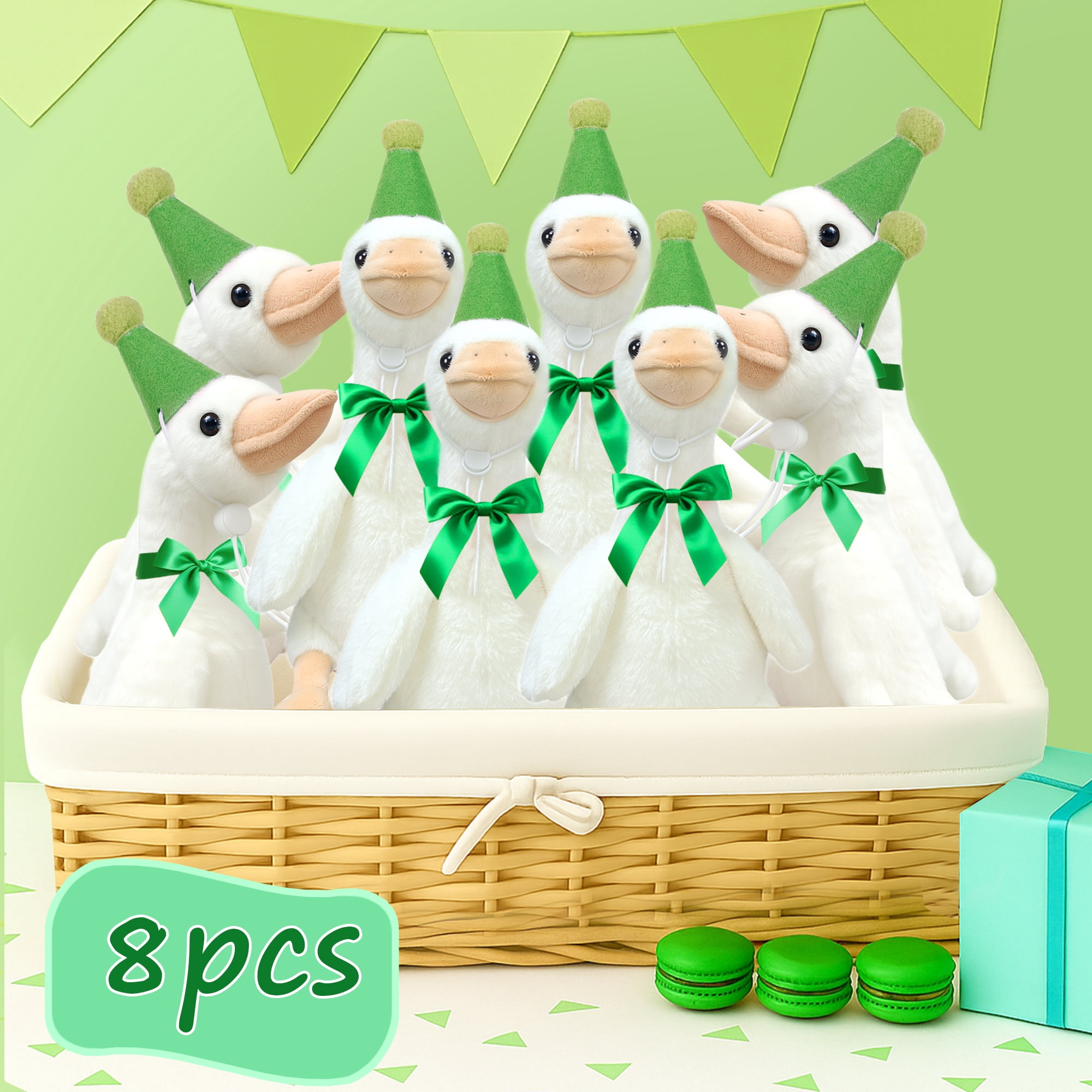 8 Sets One Silly Goose 1st Birthday Decoration 15.7 Inch Soft Silly Goose Stuffed Animal Hat with Wood Table Decor for Birthday Party Baby Shower Decoration