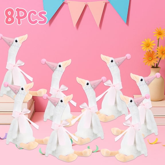 8 Sets One Silly Goose 1st Birthday Decoration 15.7 Inch Soft Silly Goose Stuffed Animal Hat with Wood Table Decor for Birthday Party Baby Shower Decoration