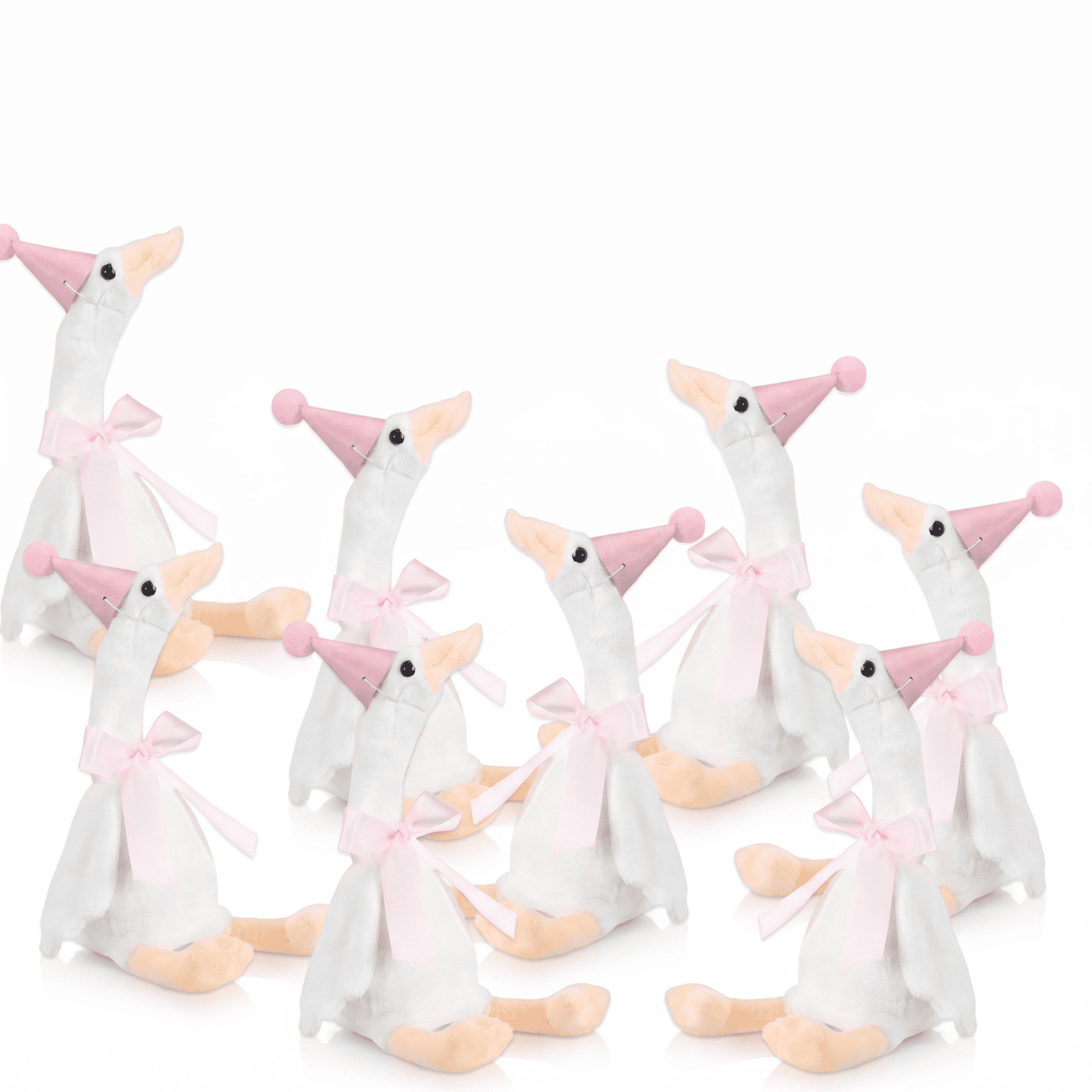 8 Sets One Silly Goose 1st Birthday Decoration 15.7 Inch Soft Silly Goose Stuffed Animal Hat with Wood Table Decor for Birthday Party Baby Shower Decoration