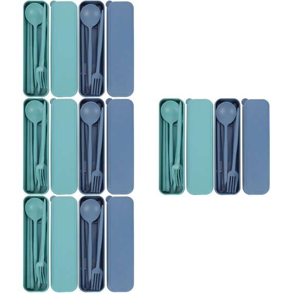 8 Sets Portable Travel Tableware Spoon Cutter Fork Chopsticks Backpacking Cutlery Lunchbox Child Wheat Straw Pp
