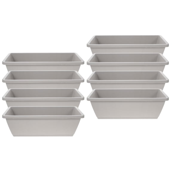 PartyKindom Light Grey Rectangular Flower Pot with Tray for Indoor Outdoor 8Sets