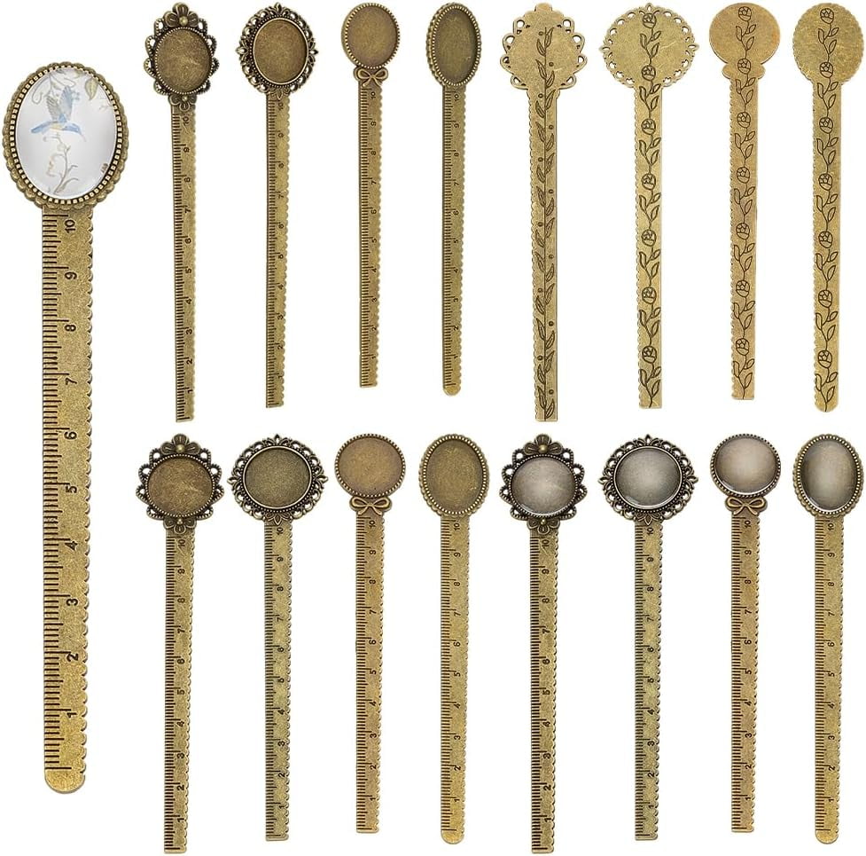 8 Sets Ruler Bookmarks Making Kit Bookmark Pendant Trays Kit Ruler ...