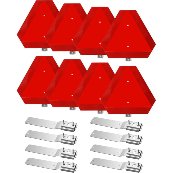 8 Sets Slow Moving Vehicle Triangle with Mounting Bracket, for golf 14 x 16 Inch Fit for Golf Cart, Tractor, Utv, Safety Signs