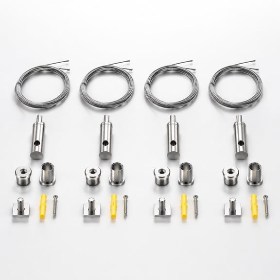 8 Sets Stainless Steel Ceiling Hanging Wire Cable Kit, 1M Adjustable Picture Light Sign Suspension Cables with Mount Hardware