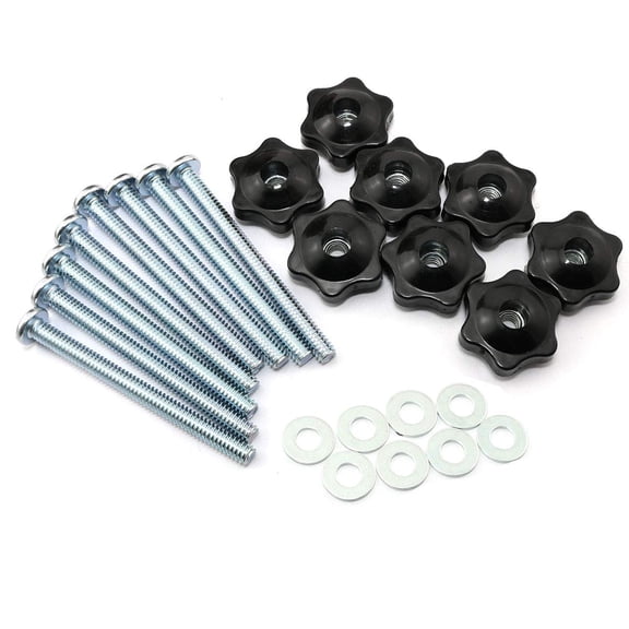 8 Sets T-Track Fastener Kit Galvanized Iron Screw 1/4-20 x 3 Black Hex Nut Flat Washer