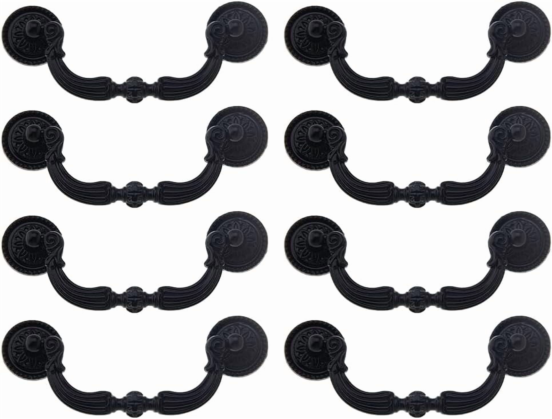 8 Sets Vintage Bail Pull Handles 3.74inch Hole Center Black Handles Alloy Drop Pulls Decorative Cabinet Pull Swing Dresser Pulls Handle DIY