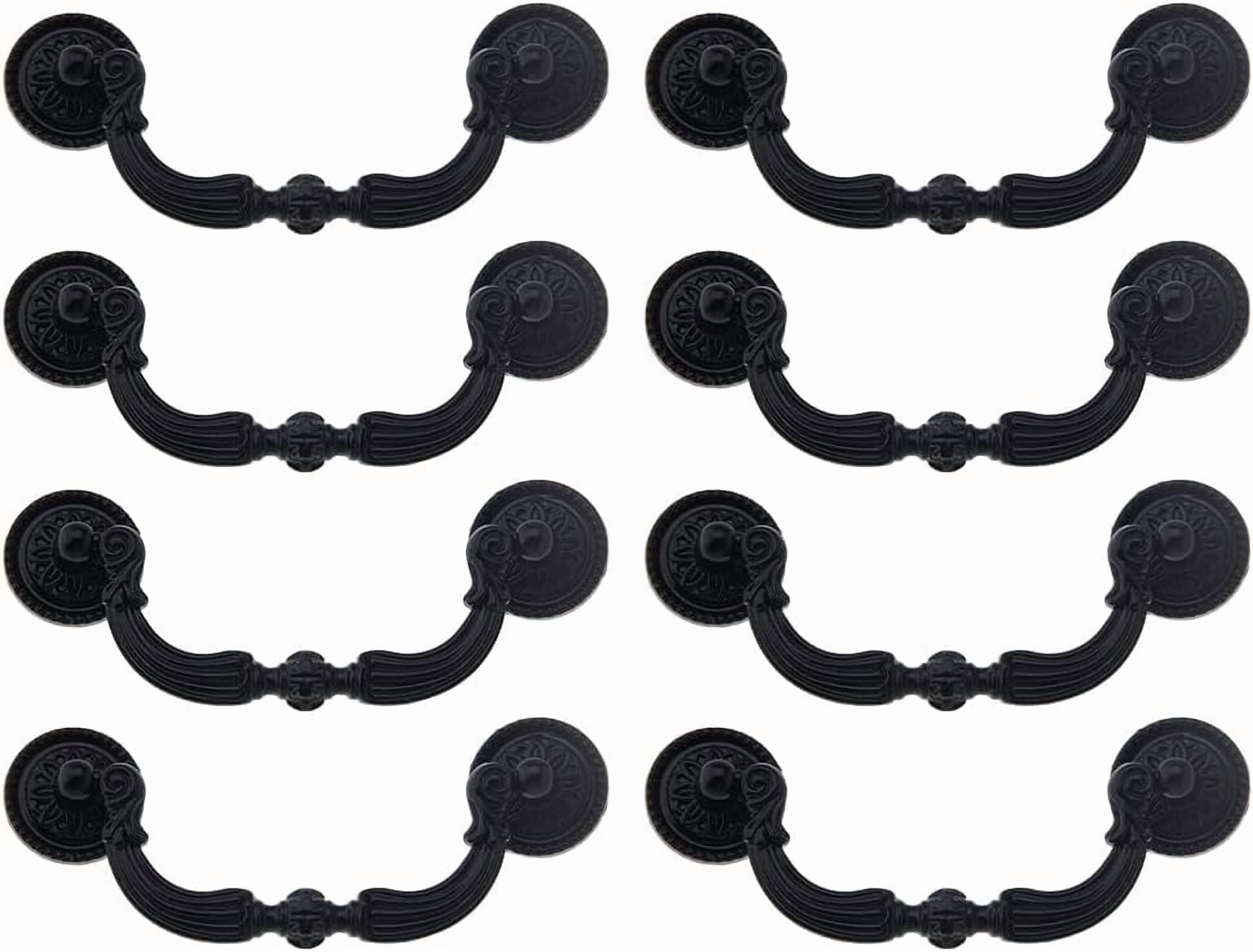 8 Sets Vintage Bail Pull Handles 3.74inch Hole Center Black Handles Alloy Drop Pulls Decorative Cabinet Pull Swing Dresser Pulls Handle for Kitchen Cabinet Bedside Cupboard Drawer diy Black