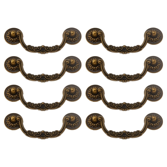 8 Sets Vintage Bail Pull Handles 3.9inch Hole Center Bronze Handles Alloy Drop Pulls Decorative Cabinet Pull Swing Dresser Pulls Handle DIY