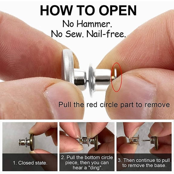 8 Sets of Button Pin Jeans, Seamless Fit, Detachable Pants Button Pins, Instant Jeans Buttons