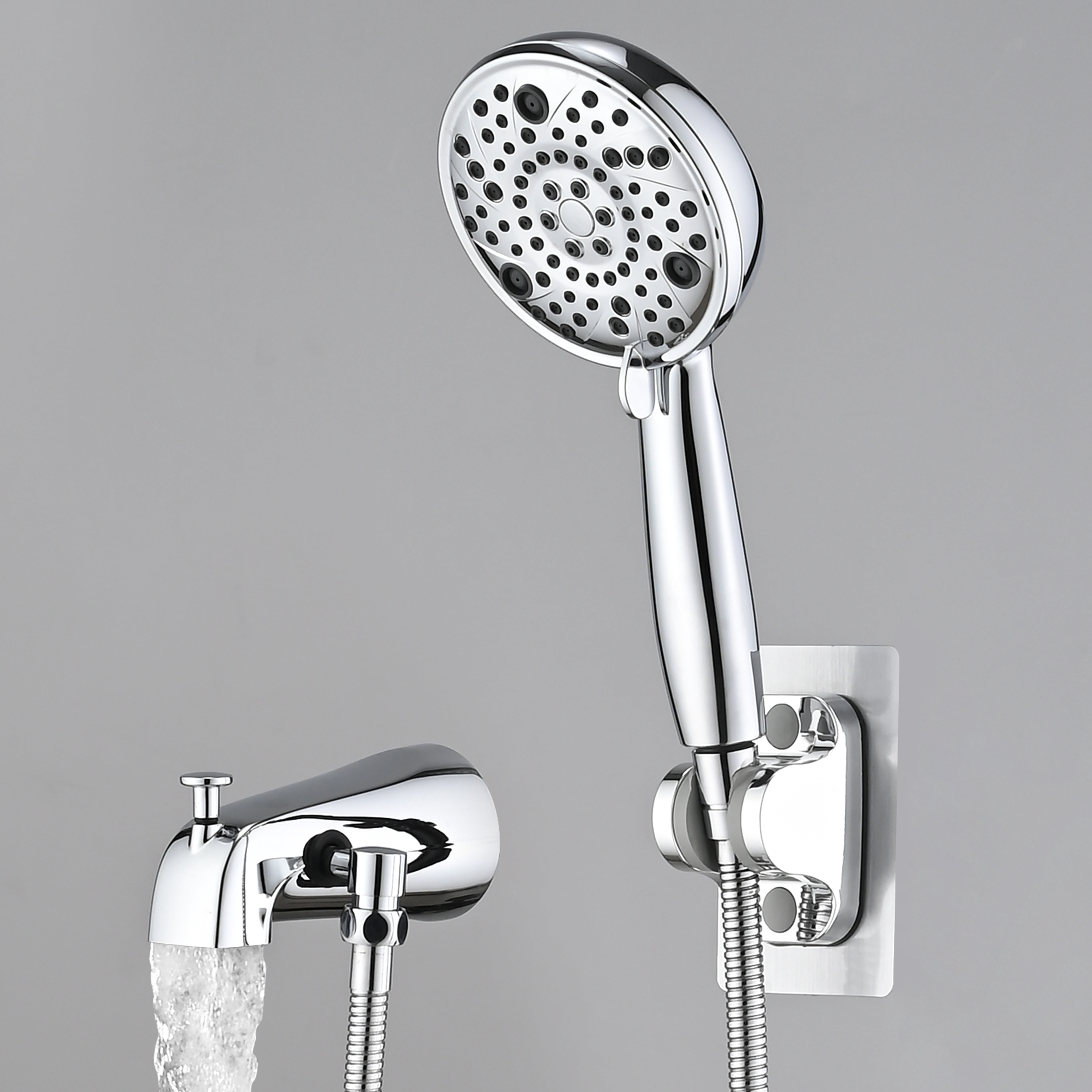 8-Setting High-Pressure Handheld Shower with Hose & Slip-On Diverter Tub Spout
