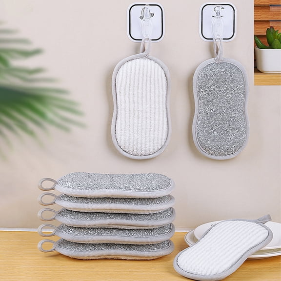 8-Shaped Double-Sided Linen Scouring Pad for Pots Pans Dishes Oil Stain Removal Absorbent Dishwashing Sponge Cloth 3-Pack