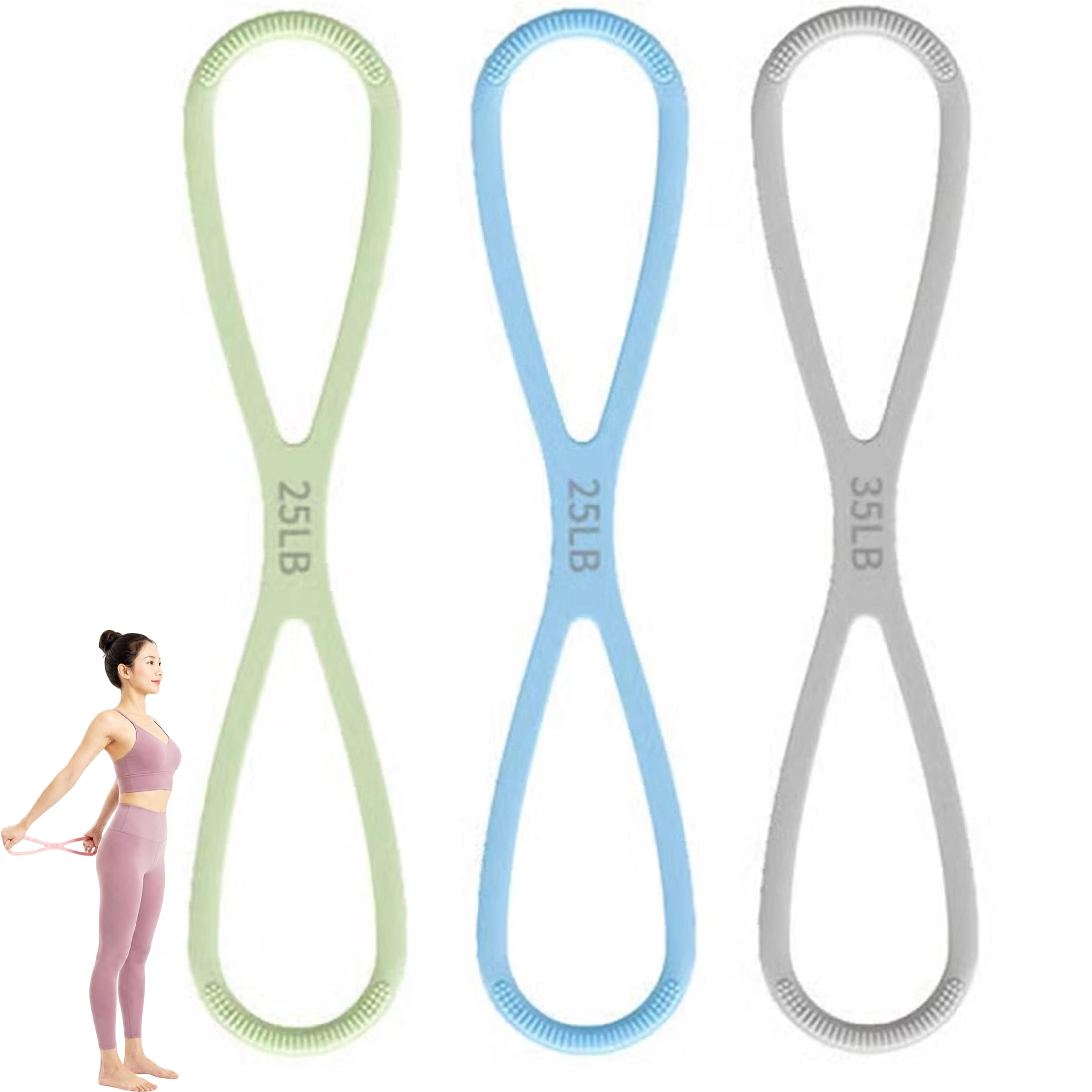 8-Shaped Silicone Resistance Band with Massage Grip, Elastic Durable Silicone Material,Keep Figure for Home Workout