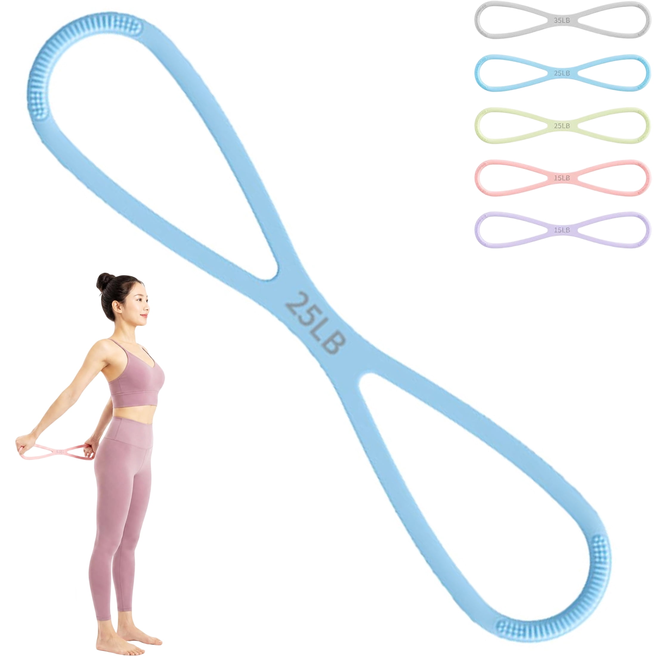 8-Shaped Silicone Resistance Band with Massage Grip, Elastic Durable Silicone Material,Keep Figure for Home Workout