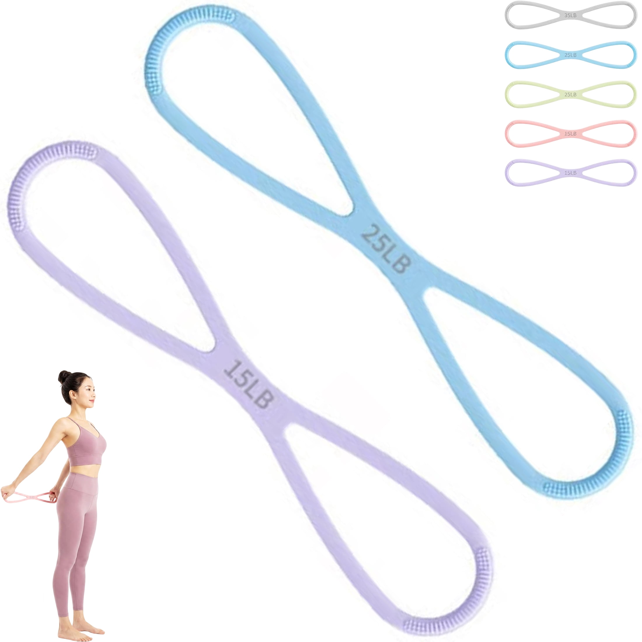8-Shaped Silicone Resistance Band with Massage Grip, Elastic Durable Silicone Material,Keep Figure for Home Workout