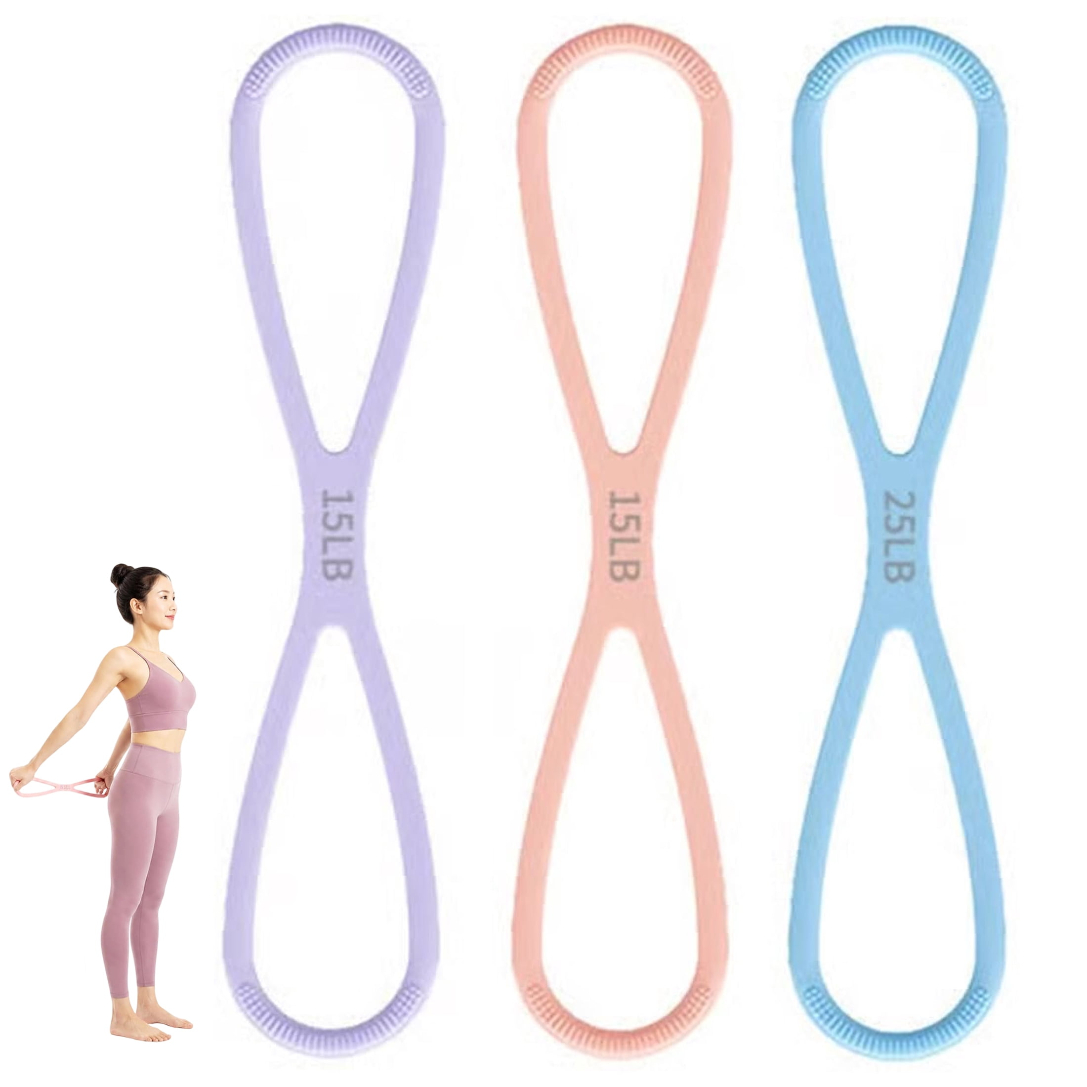 8-Shaped Silicone Resistance Band with Massage Grip, Elastic Durable Silicone Material,Keep Figure for Home Workout
