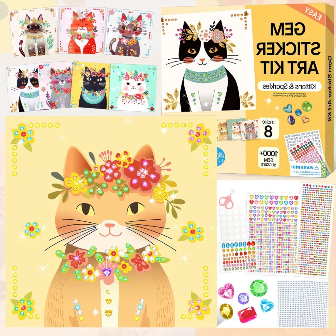 8-Sheet Art Sticker Kit for , 1000+ Stickers, Theme Set, 4-12, No Glue ...