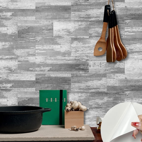 8 Sheet Matte PVC Tile Wall Stickers 8" x 4" Self Adhesive Waterproof Kitchen Backsplash Gray Decals Peel and Stick