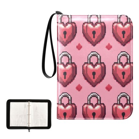 400 Pockets Trading Cards Album,Card Binder 4-Pocket, Cards Collector Album Holder Fits 400 cards with 50 removable sheets Heart-shaped Lock Pattern