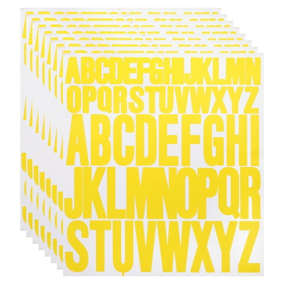8 Sheet Vinyl Letter Sticker, 1 Inch, 2 Inch 416Pcs Stick Letters, Yellow