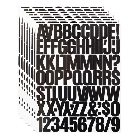 8 Sheets 1.5 Inch Letter Number Stickers,576 Pieces Adhesive Alphabet Sticker Letters Decals for Scrapbooking Black