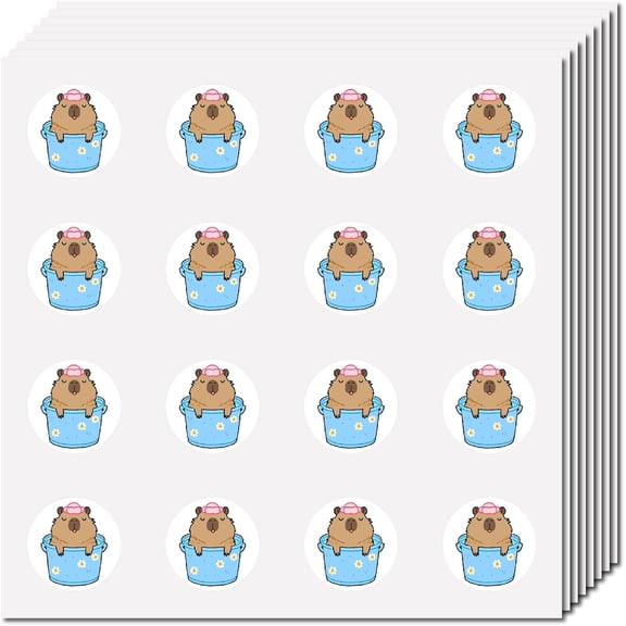 8 Sheets 128Pcs Mini Capybara Stickers Small Animal Decals Cute Cartoon Waterproof Vinyl Self-Adhesive Teacher Reward Sticker Seal Labels for DIY