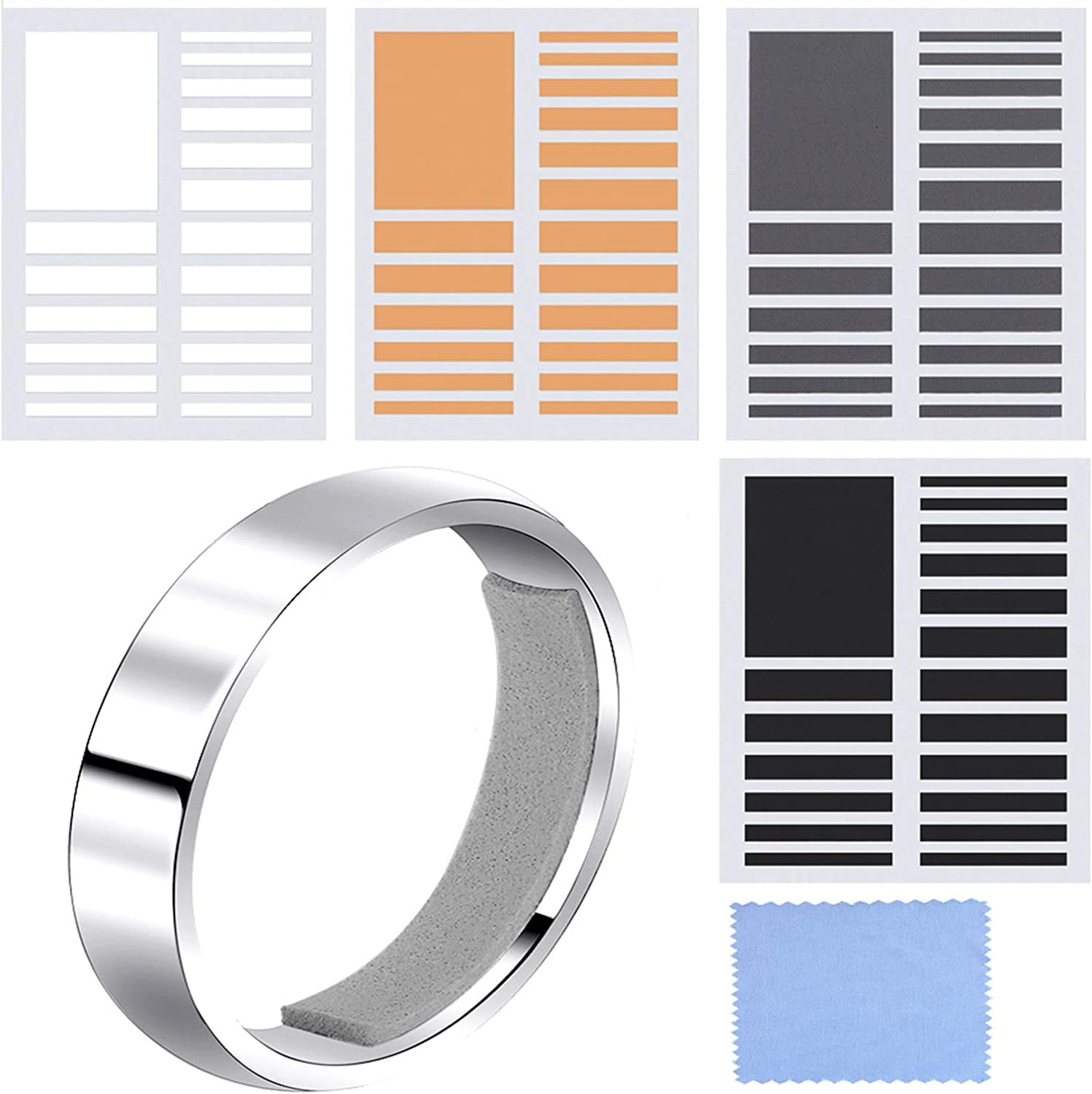 TOSEERY 8 Sheets/ 152 Pieces Invisible Ring Sizer Adjuster Ring Spacer Ring Guards for Women Loose Rings, 2 Kinds of Thickness