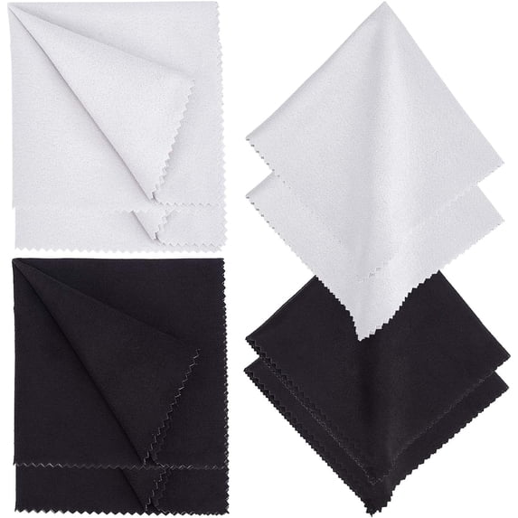 8 Sheets 2 colors Square Velvet Glasses Cleaning Cloth Premium Cloth for Glasses Lens Screens Black and White 200x200x0.4mm 4 Sheets/color
