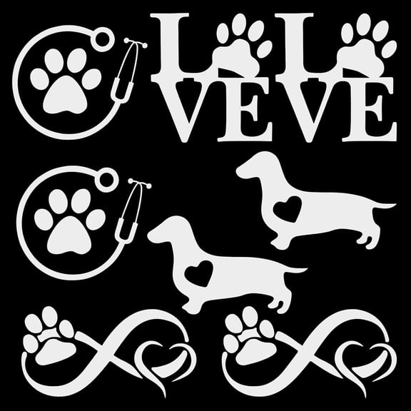 8 Sheets 4 Style Dog Paw Car Stickers Self-Adhesive Dog Love Footprint Scratch Coverage Auto Sticker White Reflective Laser Bumper Decals for Trucks Motorcycles Laptop Automotive Exterior for DIY