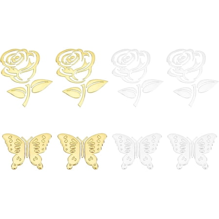 8 Sheets 4 Style PVC Fish Car Emblem Plastic Butterfly Flower Car Sticker Rose Car Stickers for Decorate Cars Bumper Motorcycle Truck