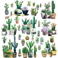 thumbnail image 1 of 8 Sheets 8 Styles Cactus Window Stickers Potted Plants Window Clings Tropical Botanical Summer Succulent Green Plant PVC Removable Window Decor Glass Decals, 1 of 8