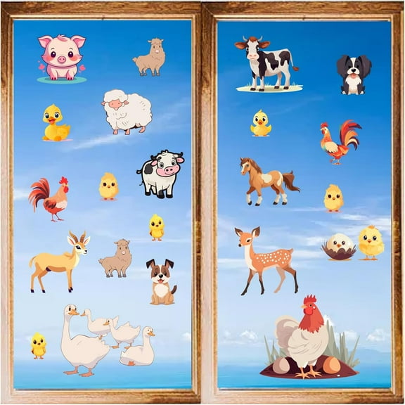 8 Sheets 8 Styles PVC Waterproof Wall Stickers Self-Adhesive Decals for Window or Stairway Home Decoration Animals 200x145mm 1 sheet/style