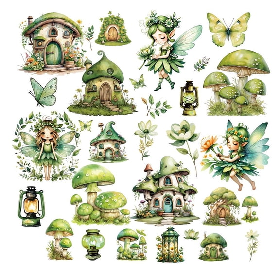 8 Sheets 8 Styles PVC Waterproof Wall Stickers Self-Adhesive Decals for Window or Stairway Home Decoration Fairy 200x145mm 1 sheet/style diy