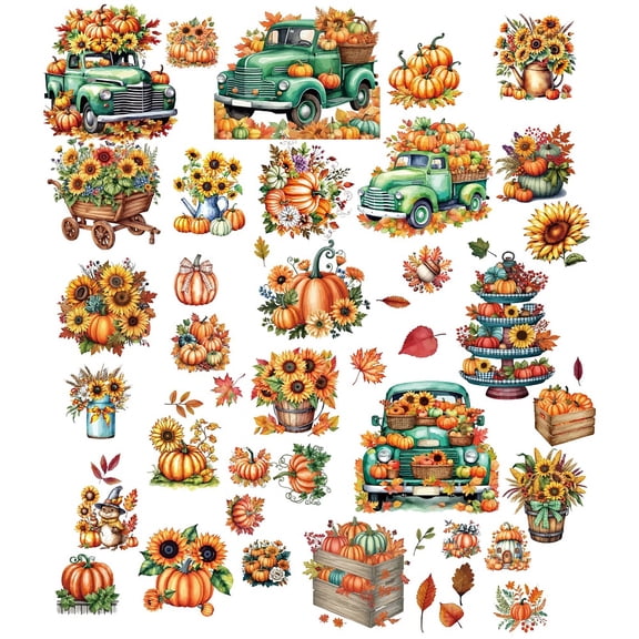 8 Sheets 8 Styles PVC Waterproof Wall Stickers Self-Adhesive Decals for Window or Stairway Home Decoration Pumpkin 200x145mm 1 sheet/style DIY