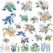 8 Sheets 8 Styles Turtle Window Sticker Self Adhesive Sea Grass Ocean Wall Decals Peel and Stick Clings PVC Waterproof Decor for Bedroom Home Stairway Restaurant Kitchen Showcase Glass Bath 1set