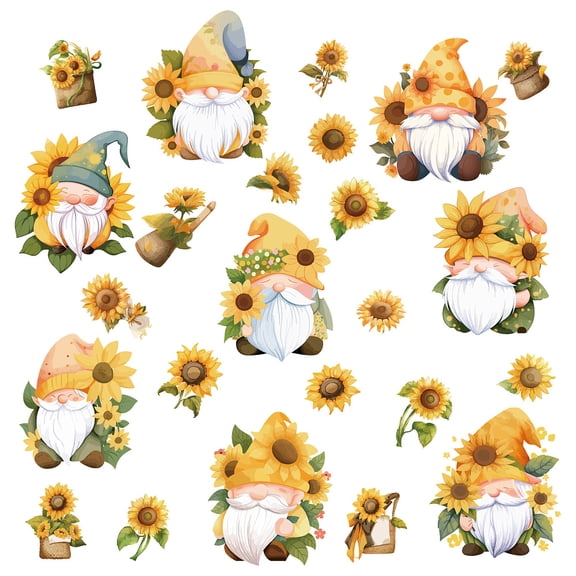 8 Sheets 8 Styles UV Waterproof Wall Stickers Self-Adhesive Decals for Window or Stairway Home Decoration Gnome 200x145mm 1 sheet/style DIY