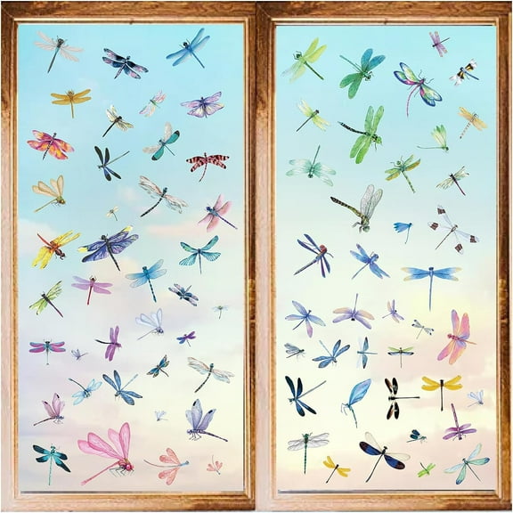 8 Sheets 8 styles PVC Waterproof Wall Stickers Self-Adhesive Decals for Window or Stairway Home Decoration Rectangle Dragonfly 200x145mm 1 sheets/style
