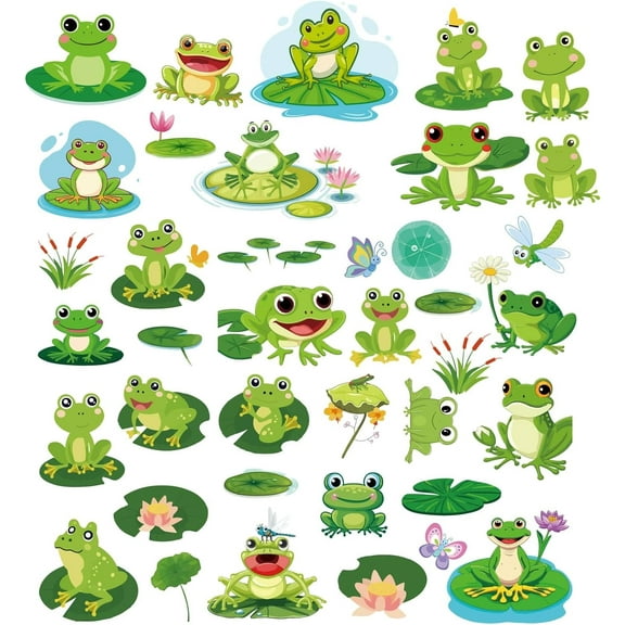 8 Sheets 8 styles PVC Waterproof Wall Stickers Self-Adhesive Decals for Window or Stairway Home Decoration Frog 200x145mm 1 sheet/style