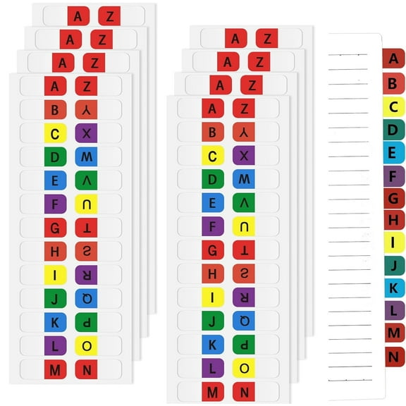 8 Sheets A-Z Alphabet Labels Tabs,Bexikou Colorful Letter Tabs Indexes,Self-Adhesive Alphabetical Page Tabs for Notebook Textbook Dictionary Book (208 Pcs)