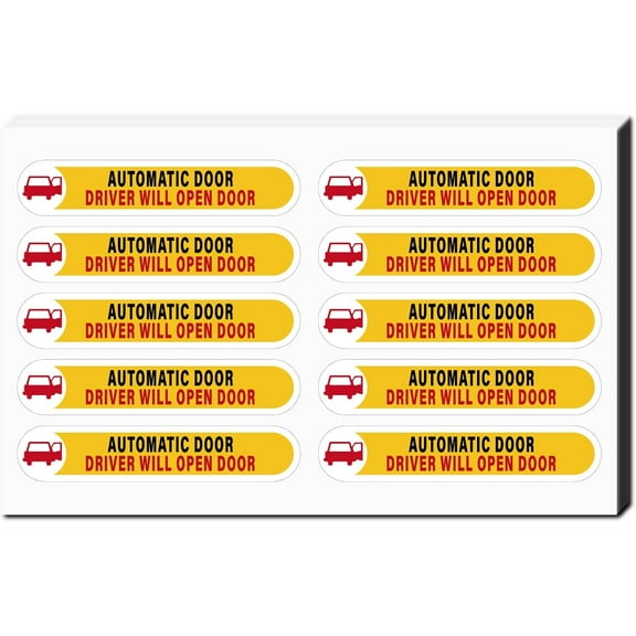8 Sheets Automatic Door Stickers Mini Vinyl Coated Self Adhesive Stickers Waterproof Warning Sign Safety Caution Automatic Sliding Door Decals Yellow 174x276mm-Driver Will Open Door Colorful