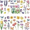 thumbnail image 1 of 8 Sheets Butterfly Window Sticker Spring Tulip Lavender Wall Clings Peel and Stick Paster Waterproof Large Decal for DIY Home Stairway Restaurant Kitchen Showcase Glass Doors Bathroom PVC Decor, 1 of 9