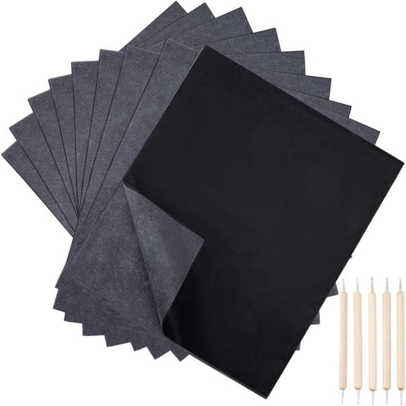 8 Sheets Carbon Papers with 5pcs Tracing Stylus Graphite Transfer Paper 20.3x36 Inch Waxed Carbon Transfer Paper Embossing Tools Tracing Dotting Tools for Sketch Drawing Wood Paper Canvas DIY