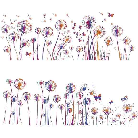 8 Sheets Dandelion Wall Sticker Spring Flowers Window Decals Self Adhesive PVC Waterproof Window Cling Peel Stick Wall Decor DIY