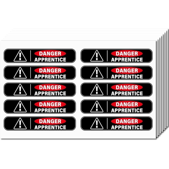 8 Sheets Danger Apprentice Self Adhesive Stickers Remarkable Warning Stickers Waterproof Oblong Labels Decor Decals Removable Sign Decal for Car Exterior Doors Windows Novice Driver 4.9x1in